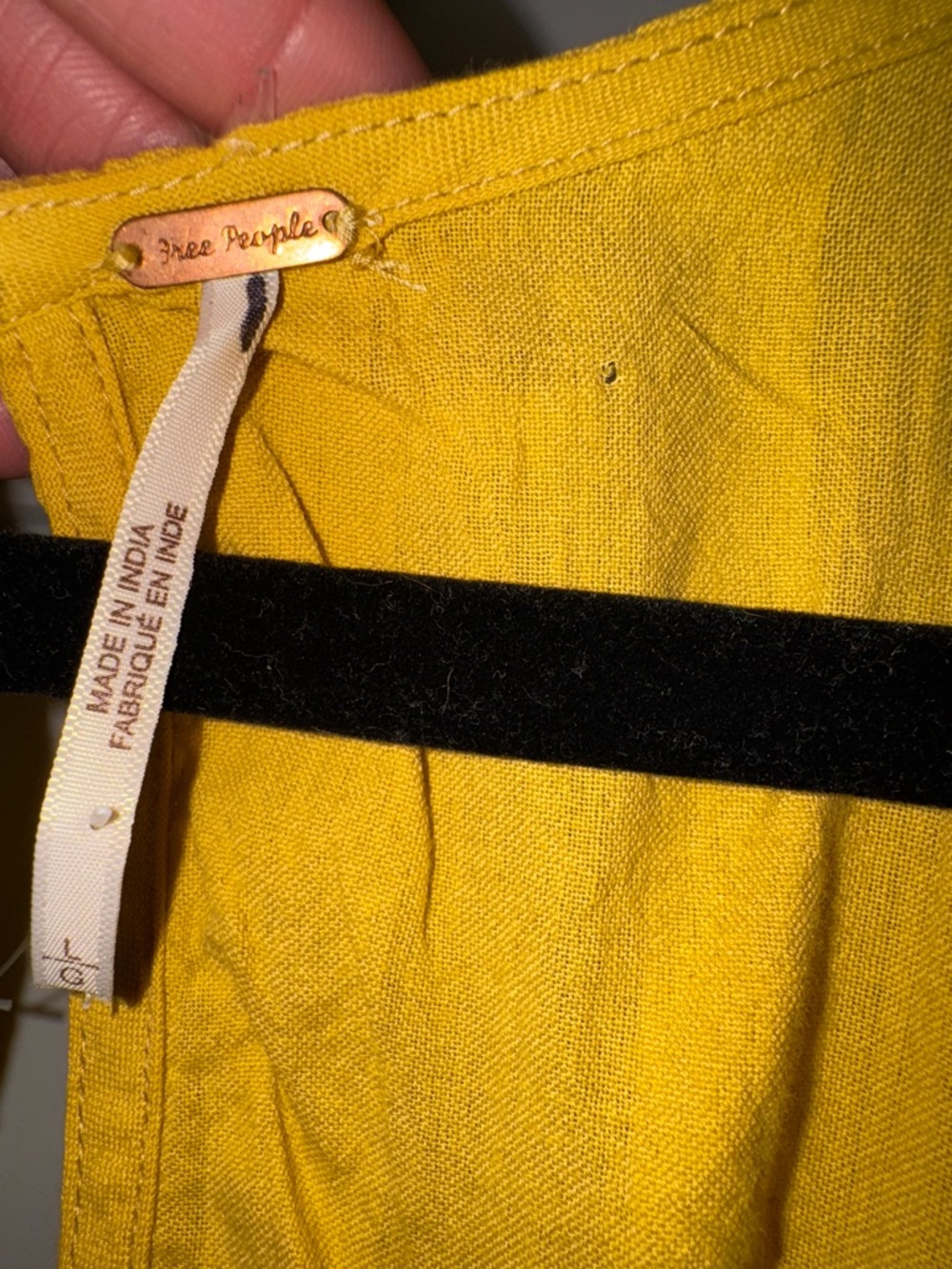 Free People Mustard Yellow Midi Dress with Tie Front - Picture 2 of 3